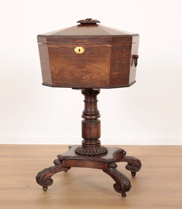 A GEORGE IV ROSEWOOD TEAPOY