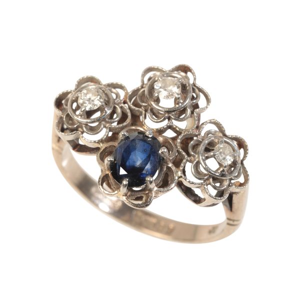 A SAPPHIRE AND DIAMOND COCKTAIL RING