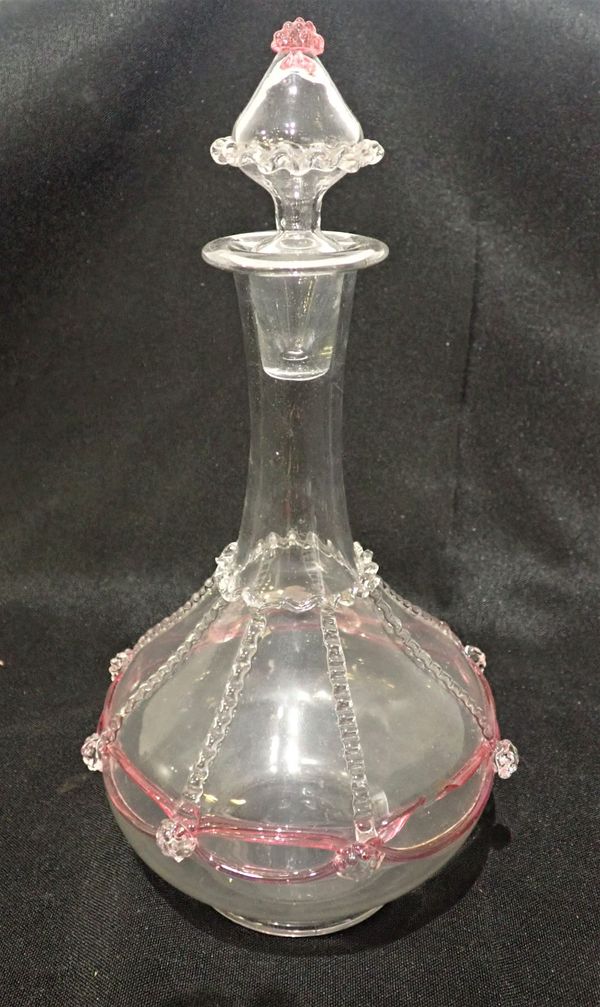 A LOBMEYR STYLE CLEAR GLASS DECANTER AND STOPPER