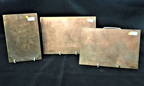 THREE ENGRAVED COPPER PRINTING PLATES