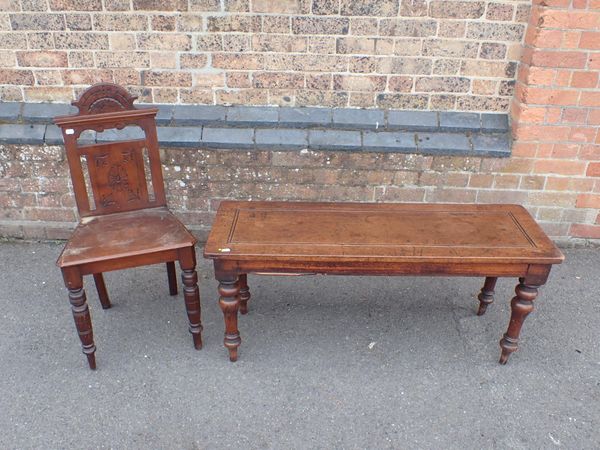 A VICTORIAN MAHOGANY HALL BENCH