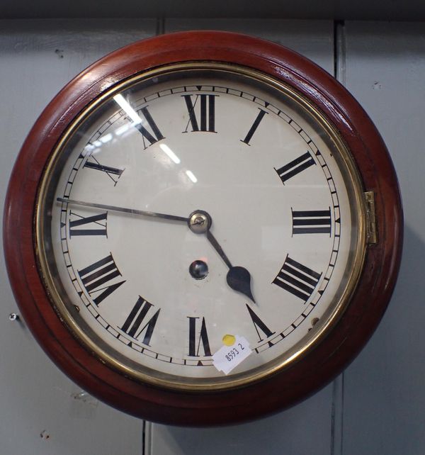 A SMALL MAHOGANY CASED FUSEE DIAL CLOCK,