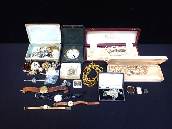 A COLLECTION OF COSTUME JEWELLERY AND WATCHES