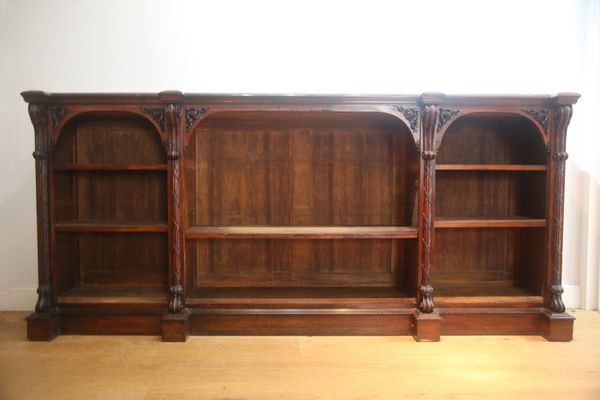 A VICTORIAN MAHOGANY OPEN FRONT BOOKCASE