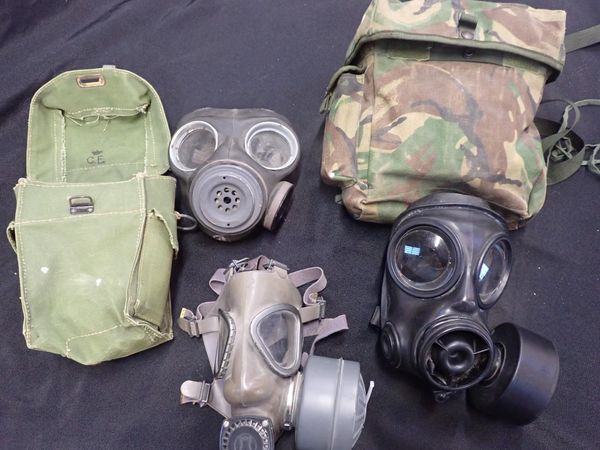 THREE GAS MASKS/RESPIRATORS