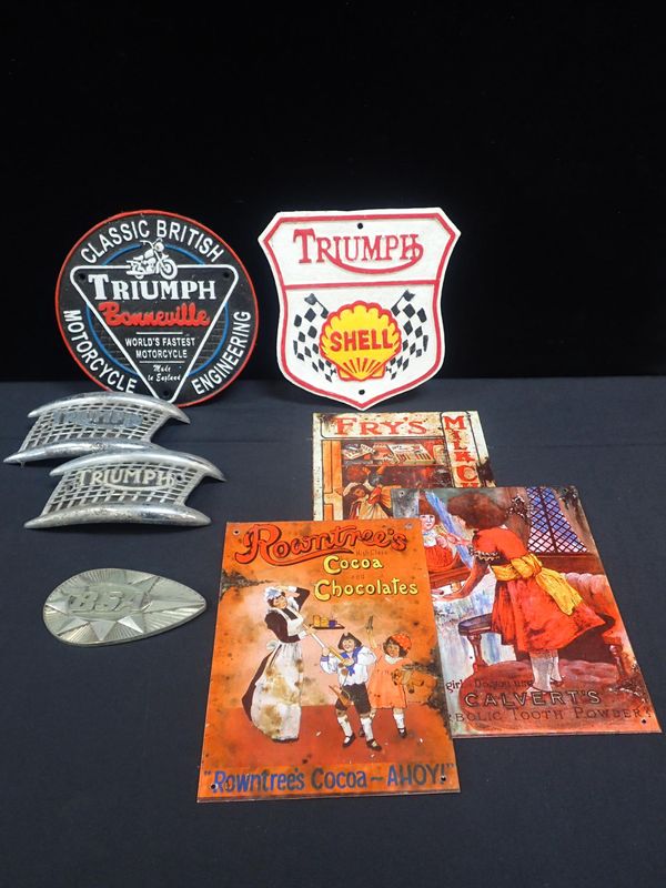 TWO 'TRIUMPH' MOTORBIKE BADGES