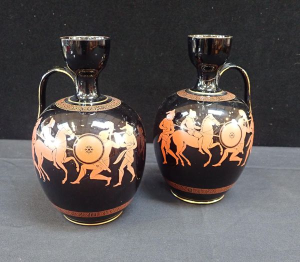 A PAIR OF GREEK REVIVAL EWERS BY BATES, BROWN, WESTHEAD & MOORE