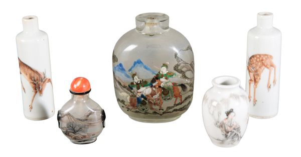 TWO CHINESE INSIDE PAINTED GLASS SNUFF BOTTLES