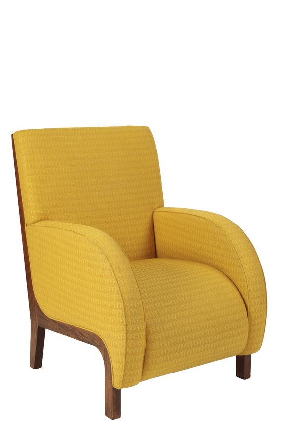 ARMCHAIR UPHOLSTERED IN BRIGHT YELLOW
