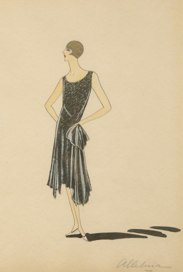 SET OF FOUR 1920'S FASHION DRAWINGS
