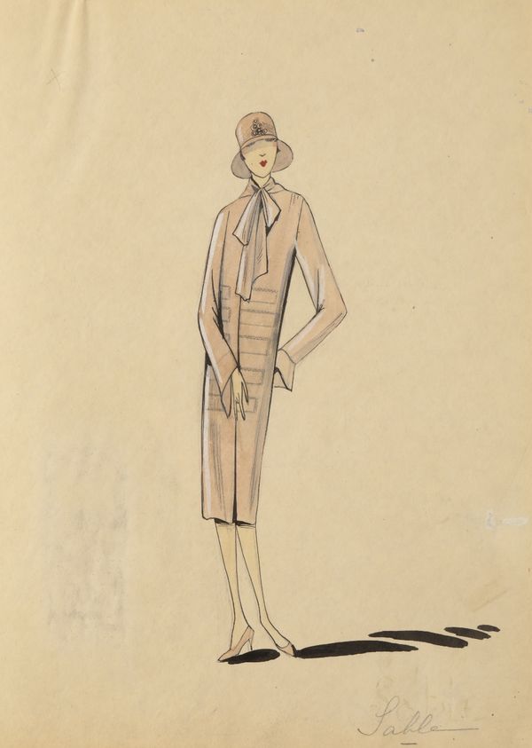 SET OF FOUR 1920'S FASHION DRAWINGS