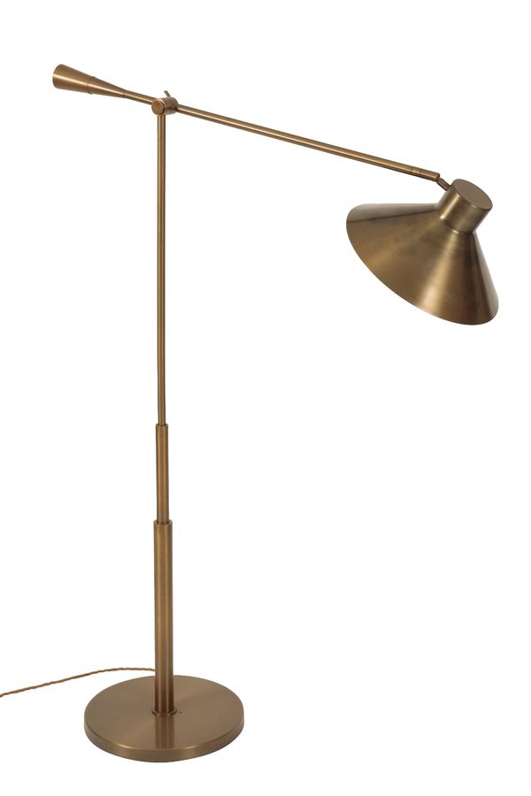BESPOKE BRASS ADJUSTABLE FLOOR LAMP BY HEATHFIELD AND CO FOR THE DEVONSHIRE CLUB