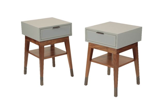 PAIR OF BESPOKE BEDSIDE CABINETS IN BLUE