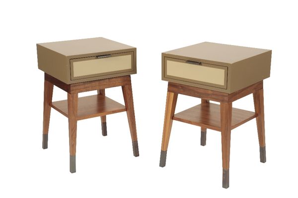 PAIR OF BESPOKE BEDSIDE CABINETS IN GREEN