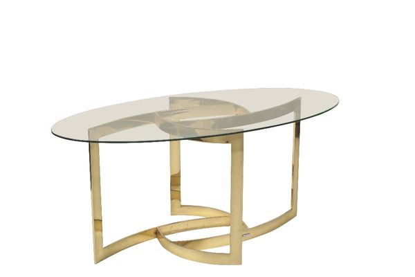 OVAL FORM GLASS TOPPED COFFEE TABLE