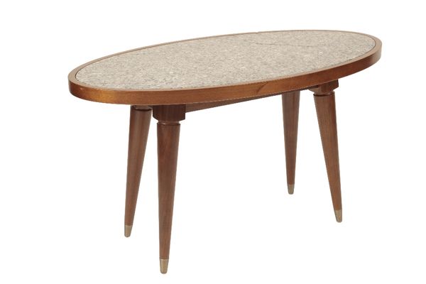 OVAL COFFEE TABLE WITH GREY GRANITE SURFACE