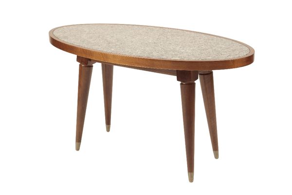 OVAL COFFEE TABLE WITH GREY GRANITE SURFACE