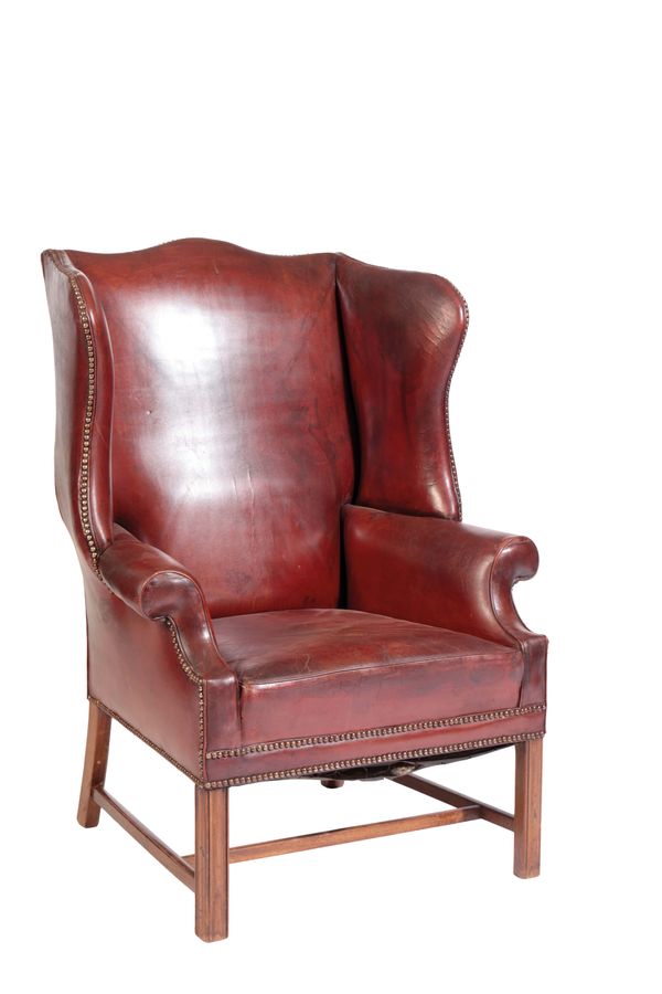GEORGE III STYLE WING BACK ARMCHAIR
