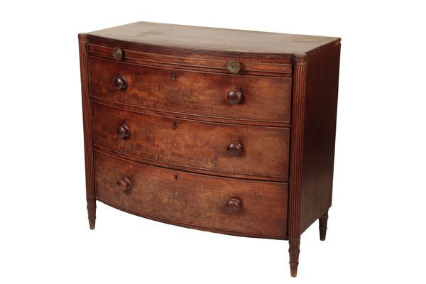 A REGENCY MAHOGANY BOWFRONT CHEST OF DRAWERS,