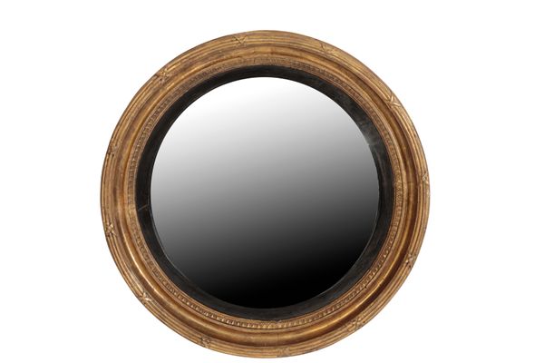 REGENCY GILTWOOD AND COMPOSITION FRAMED CONVEX WALL MIRROR