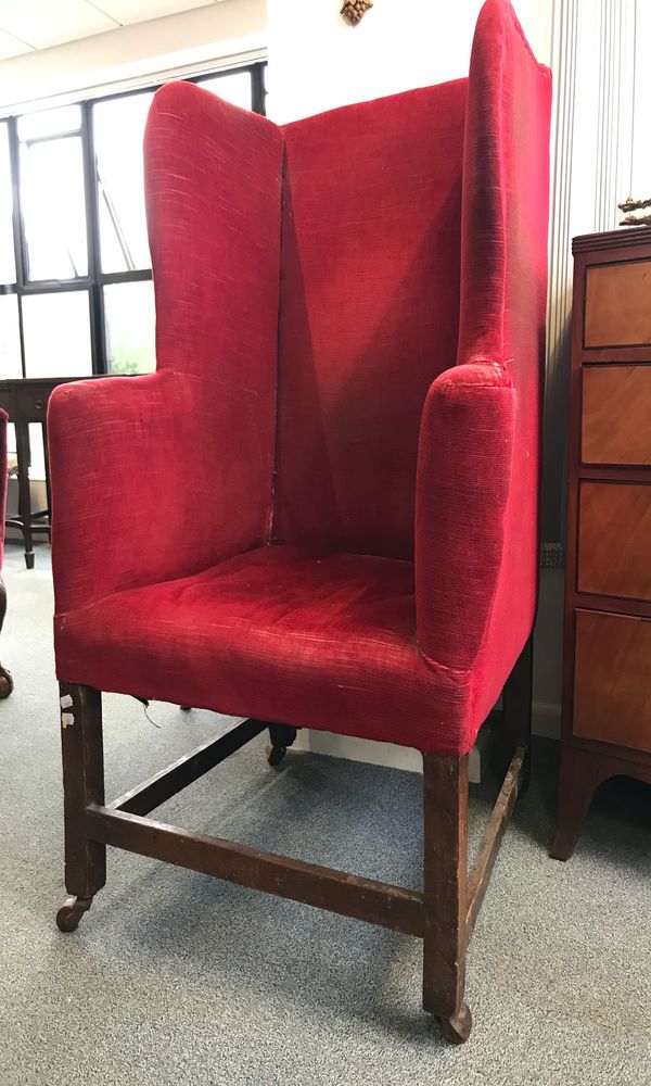 MAHOGANY WING BACK ARM CHAIR IN GEORGE I STYLE