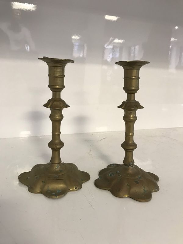 PAIR OF GEORGE II STYLE BRASS CANDLESTICKS