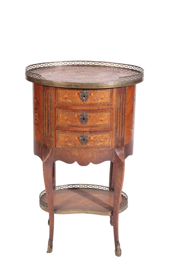 LOUIS XV STYLE MARQUETRY OVAL NIGHTSTAND