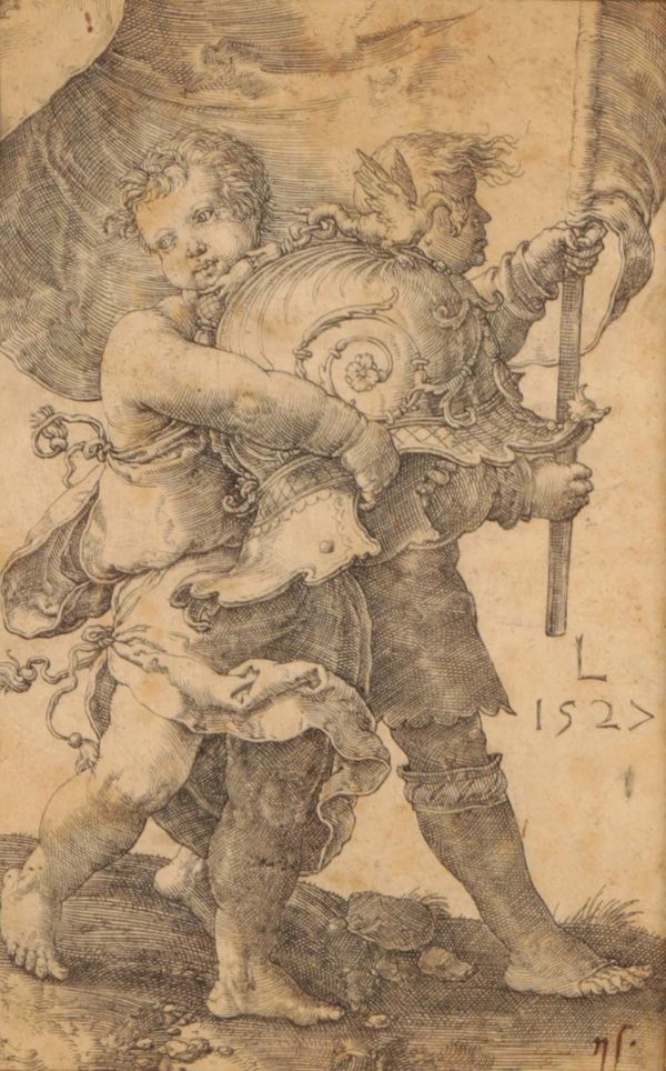 AFTER LUCAS VAN LEYDEN (1494-1538) Two Boys with a Helmet and Standard