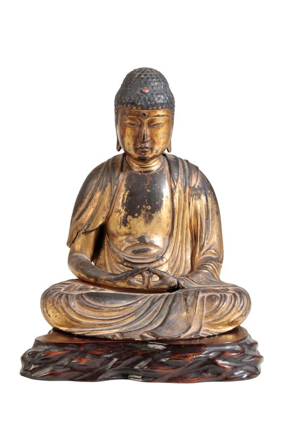 JAPANESE GILTWOOD FIGURE OF AMIDA BUDDHA, EDO PERIOD