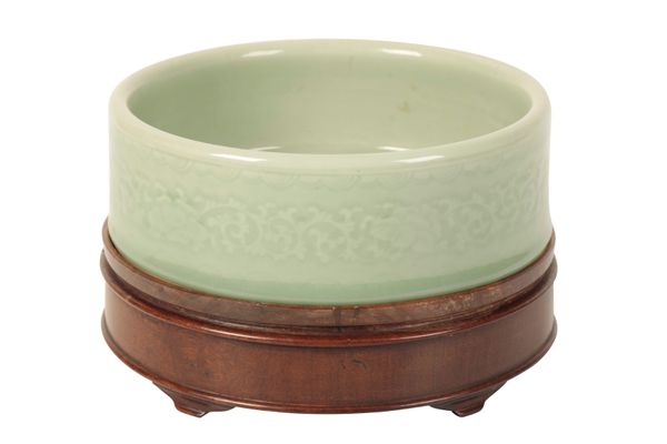 CELADON-GLAZED 'LOTUS' BRUSH WASHER, YONGZHENG SEAL MARK BUT LATER