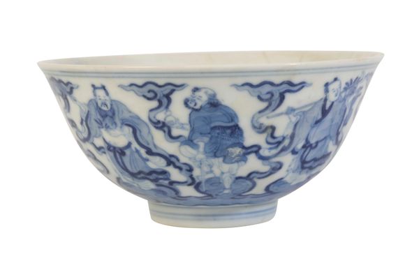 BLUE AND WHITE 'IMMORTALS' BOWL, DAOGUANG SEAL MARK AND OF THE PERIOD