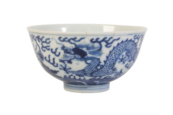 BLUE AND WHITE 'DRAGON' BOWL, GUANGXU SIX CHARACTER MARK AND OF THE PERIOD