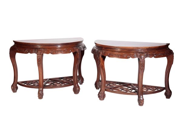 PAIR OF HUANGHUALI 'FULL MOON'  TABLES (YUEYAZHUO), QING DYNASTY, 19TH CENTURY
