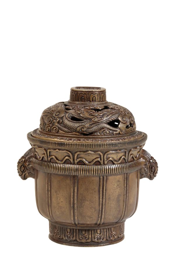 BRONZE CENSER AND COVER, MING OR LATER