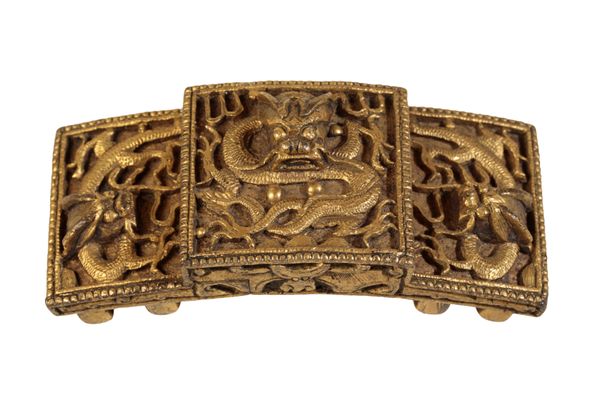 GILT-BRONZE BELT BUCKLE, QING DYNASTY, 19TH CENTURY