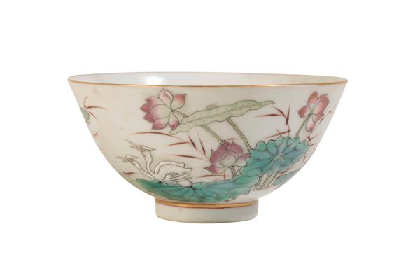 FAMILLE-ROSE 'EGRET AND LOTUS' BOWL, GUANGXU MARK AND PERIOD