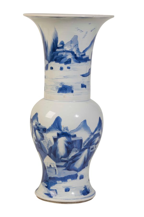 BLUE AND WHITE 'LANDSCAPE' YEN YEN VASE, KANGXI PERIOD