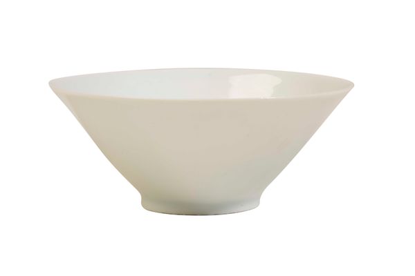 RARE ANHUA-DECORATED WHITE-GLAZE CONICAL BOWL, KANGXI SIX CHARACTER MARK AND OF THE PERIOD