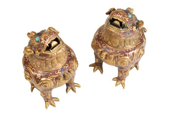 PAIR OF CLOISONNE LUDAN-FORM CENSERS, QING DYNASTY, 19TH CENTURY