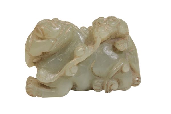 CARVED CELADON JADE GROUP, QING DYNASTY