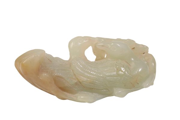 CARVED CELADON JADE GROUP, QING DYNASTY