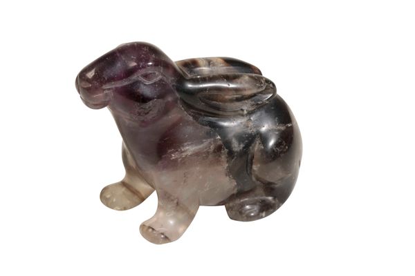 CARVED AMETHYST HARE, QING DYNASTY, PROBABLY QIANLONG PERIOD