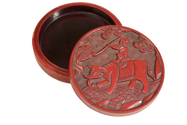 CINNABAR LACQUER SEAL PASTE BOX, MING DYNASTY