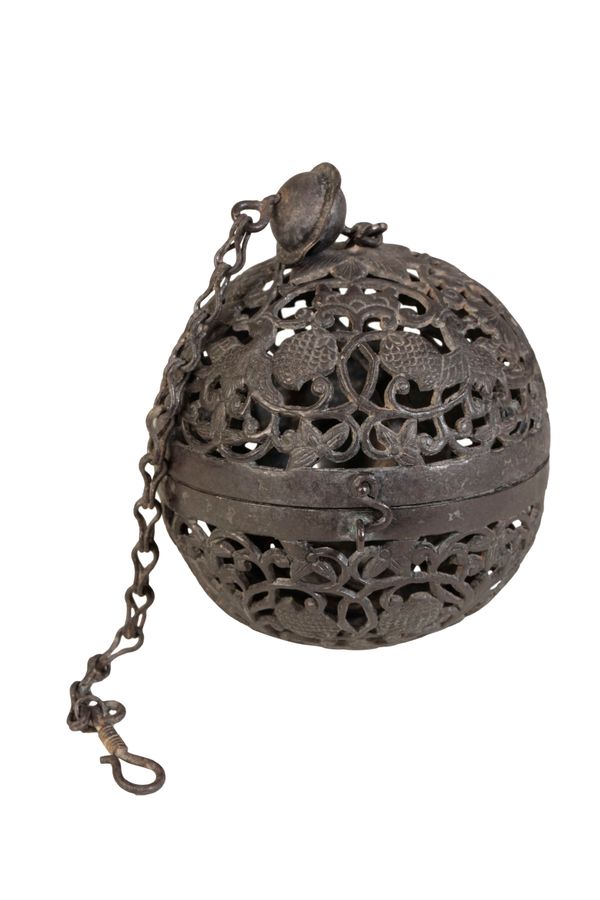 RARE SPHERICAL SILVER CENSER, TANG DYNASTY