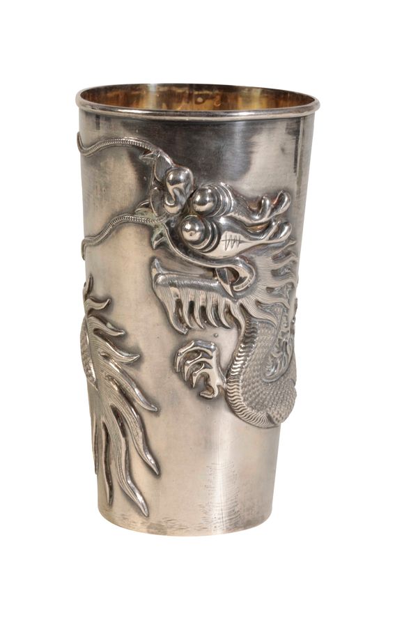 CHINESE EXPORT SILVER 'DRAGON' BEAKER, QING DYNASTY, 19TH CENTURY