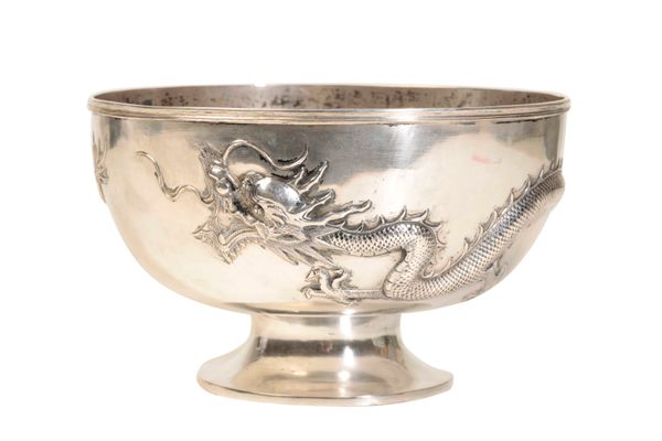 CHINESE EXPORT SILVER 'DRAGON' BOWL, QING DYNASTY, 19TH CENTURY