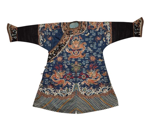 RARE EMBROIDERED BLUE SILK CHILDS 'DRAGON' ROBE,  GUANGXU PERIOD