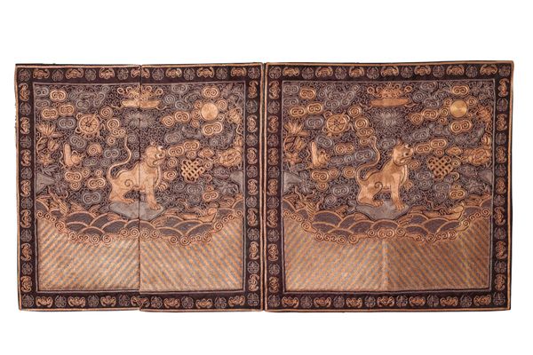 PAIR OF MILITARY LION RANK BADGES, QING DYNASTY, 19TH CENTURY