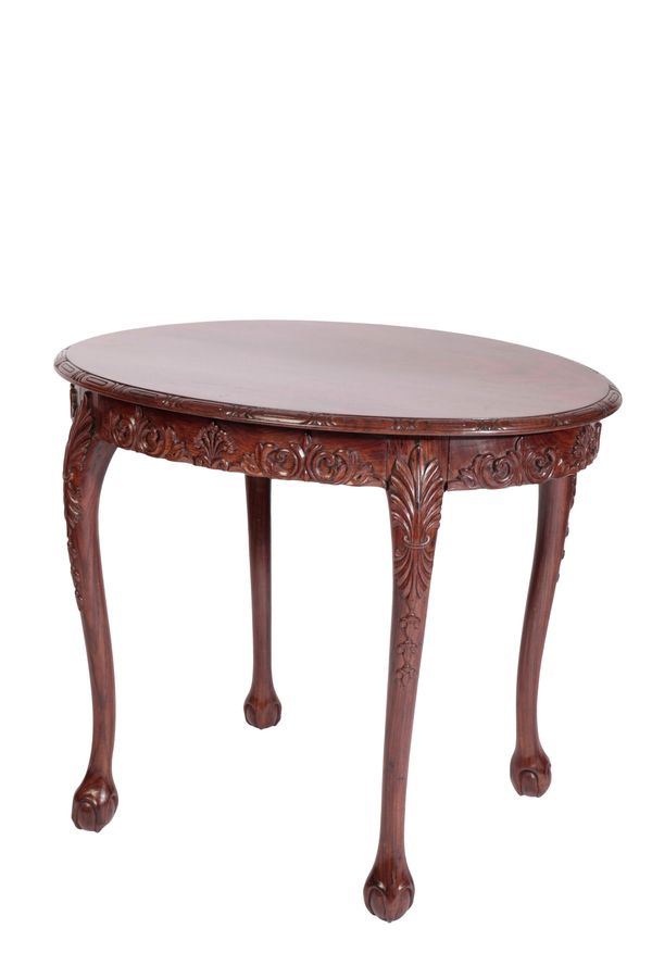 CARVED HONGMU OVAL TABLE, LATE QING DYNASTY