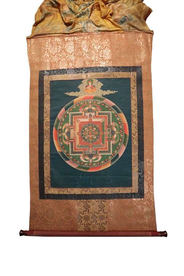 FINE THANGKA DEPICTING THE WHEEL OF LIFE, QING DYNASTY